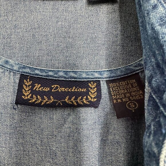 Vintage New Direction Denim Maxi Dress Small Floral Embroidered 2 piece - Picture 13 of 14